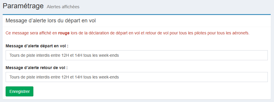 Alertes avant et après vol