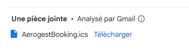 Email de réservation avec fichier calendrier .ics