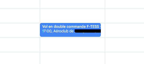 Réservations Aerogest synchronisées dans l'agenda du pilote