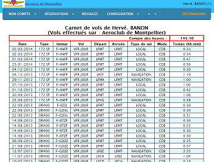 Consultez votre carnet de vol pilote en ligne depuis Aerogest-Réservation, solution de gestion des plannings appareils pour aéroclubs