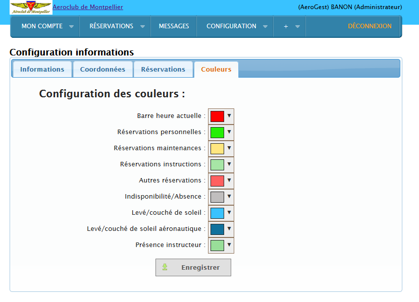 Couleur des réservations